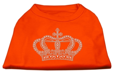 Rhinestone Crown Shirts Orange XS